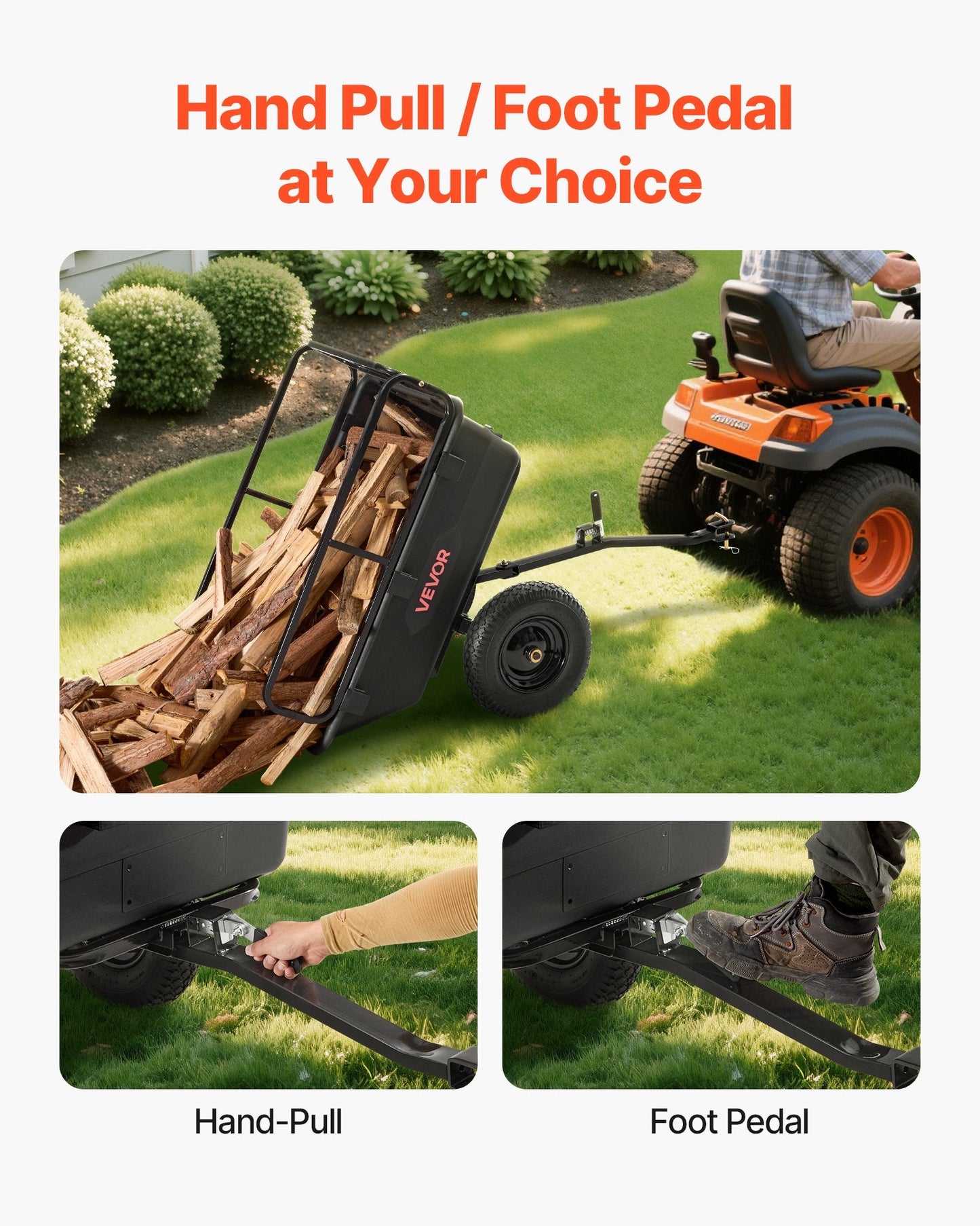 Dump Trailer 500 Lbs 10 Cu. Ft Tow Behind Plastic Garden ATV Trailer