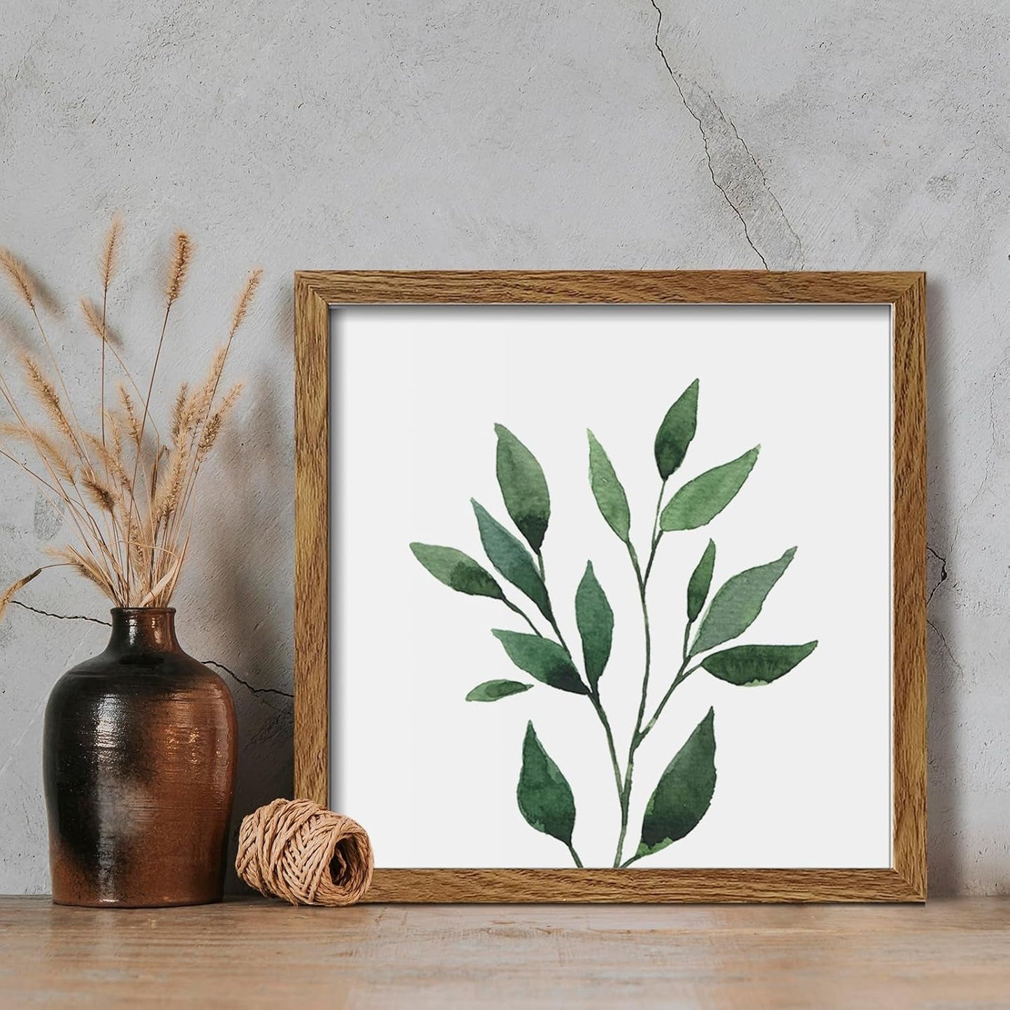 Botanical Framed Wall Art Set of 4 in Walnut 10x10 Frames