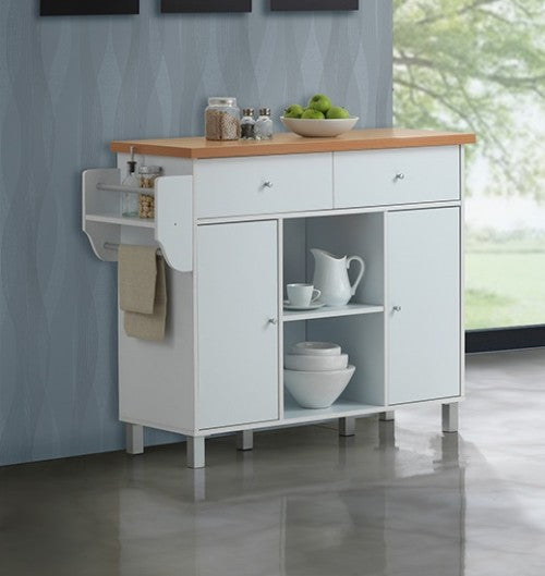 Kitchen Island Spice Rack & Towel Rack - White