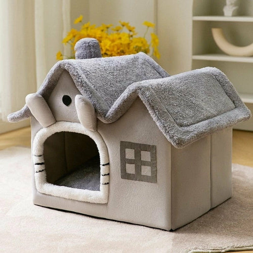 Removable Roof Plush Pet House for Cozy Comfort