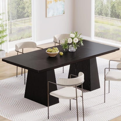 63-Inch Black Dining Table For 4 To 6 Guests