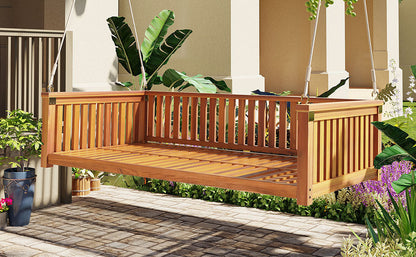 Patio Minimalist Twin Size Garden Swing Bed Wood Porch Swing