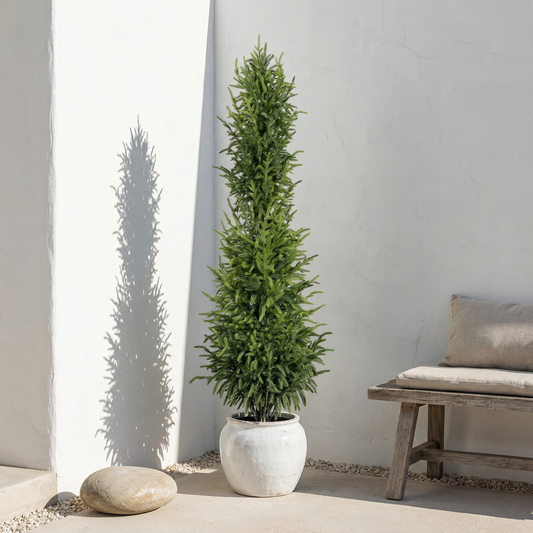 5' Artificial Real Touch Pine Tree with Black Plastic Pot