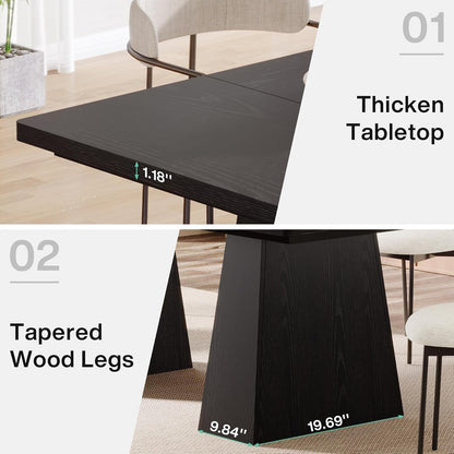 63-Inch Black Dining Table For 4 To 6 Guests