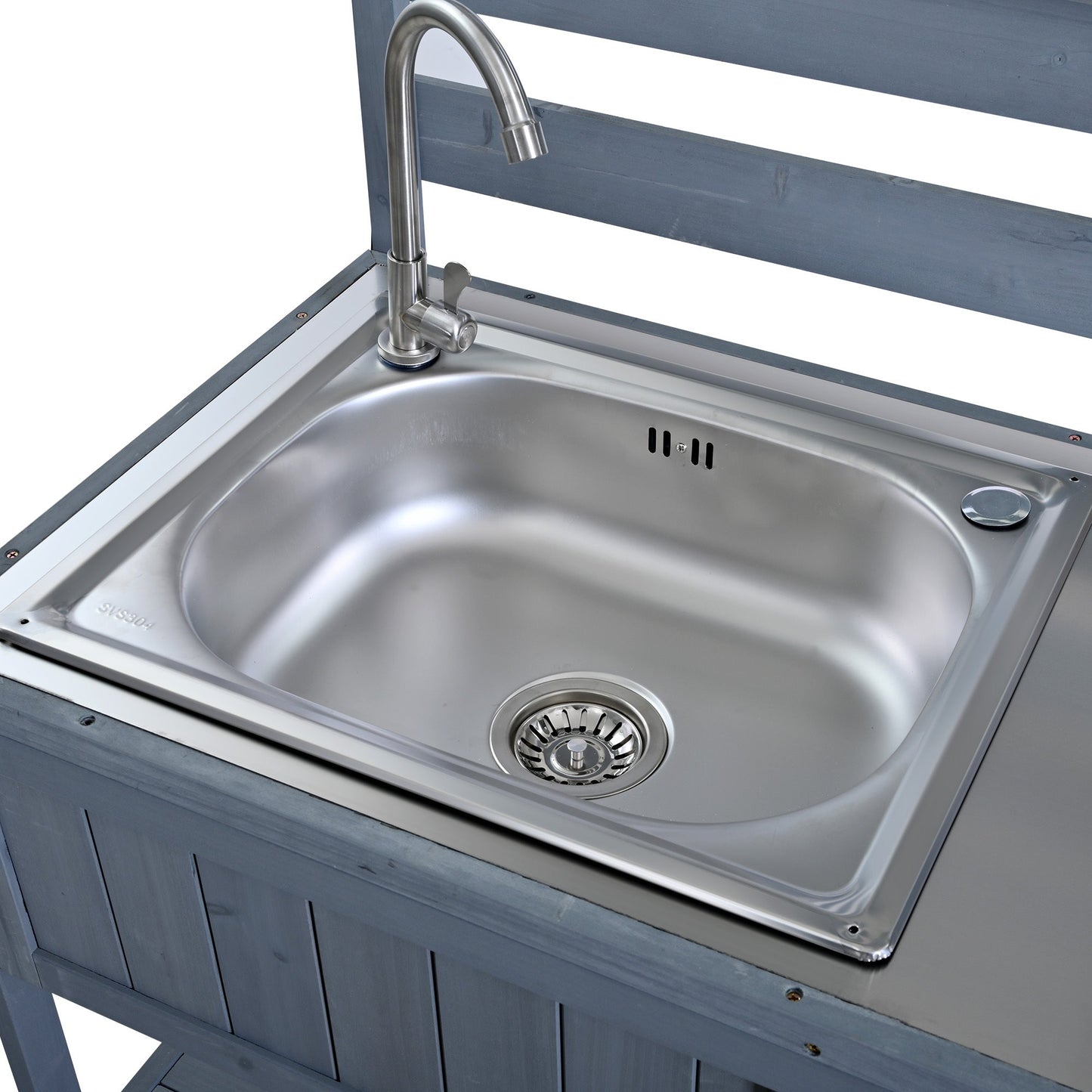 41.7'' Large Patio Rolling Kitchen Island with Sink & Storage