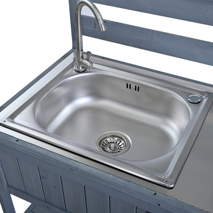 41.7'' Large Patio Rolling Kitchen Island with Sink & Storage