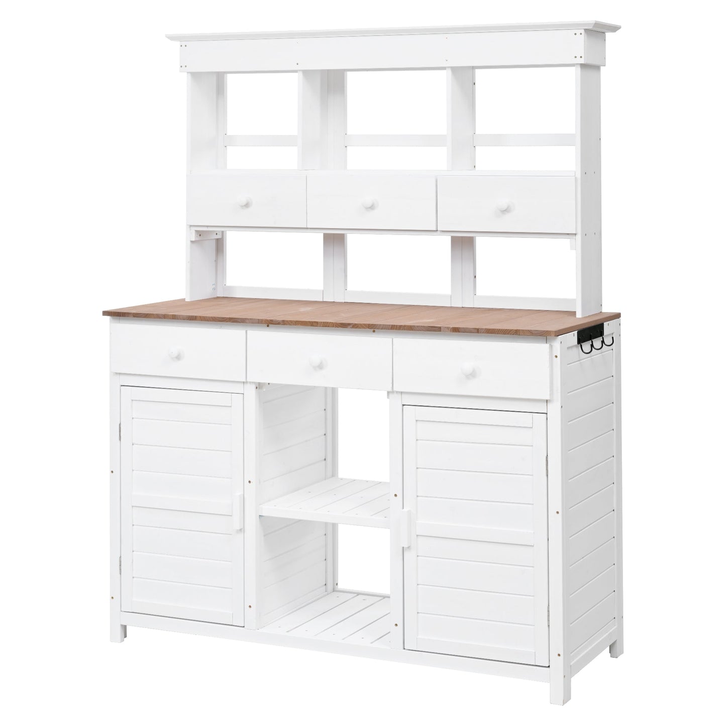 65.7'' H Tall Fir Wood Garden Potting Bench Table with Hutch
