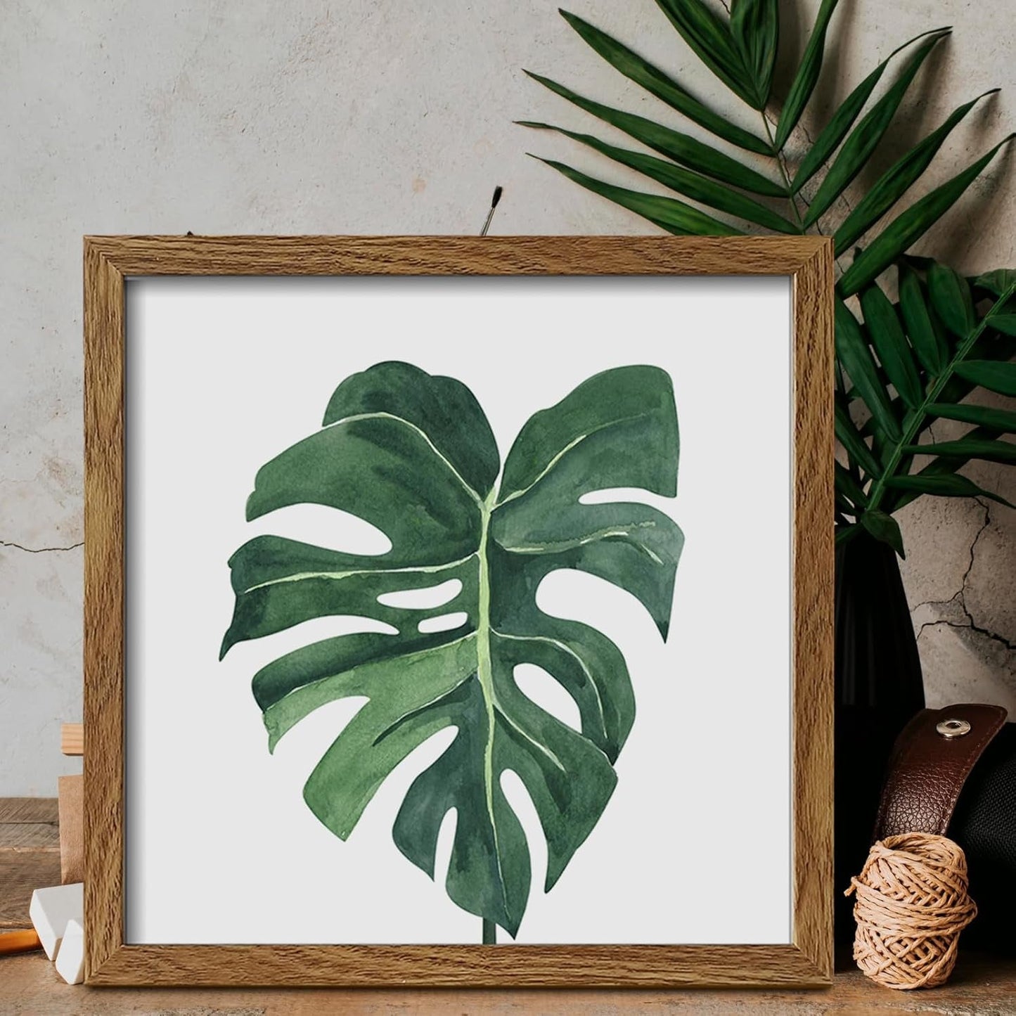 Botanical Framed Wall Art Set of 4 in Walnut 10x10 Frames