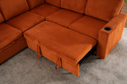 Sectional Sleeper Sofa with Pull Out Bed and USB Charging Ports