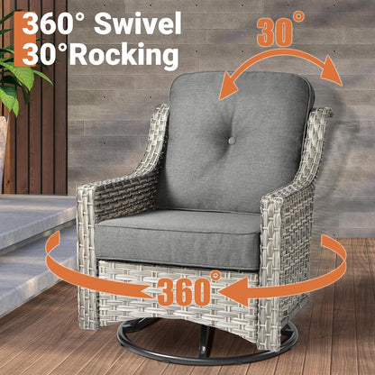 5 Piece Outdoor Patio Set with Swivel Rocking Chairs