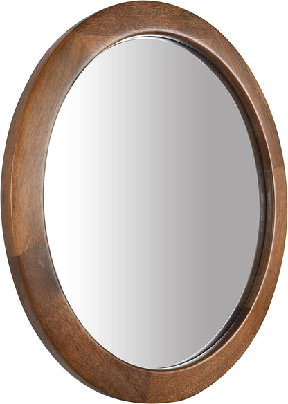 Walnut Frame Rustic Wooden Wall Mirror for Bedroom Decor