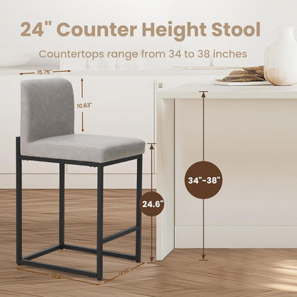 Set of 4 Counter Height Bar Stools with PU Leather Back