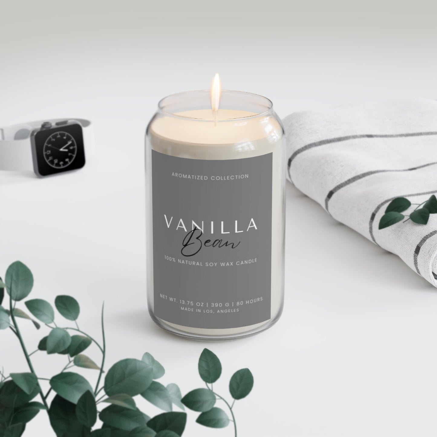 Vanilla Bean Scented Soy Candle, 70 Hours Burn Time