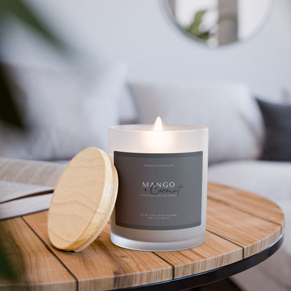 Mango Coconut Scented Soy Candle with Wooden Wick