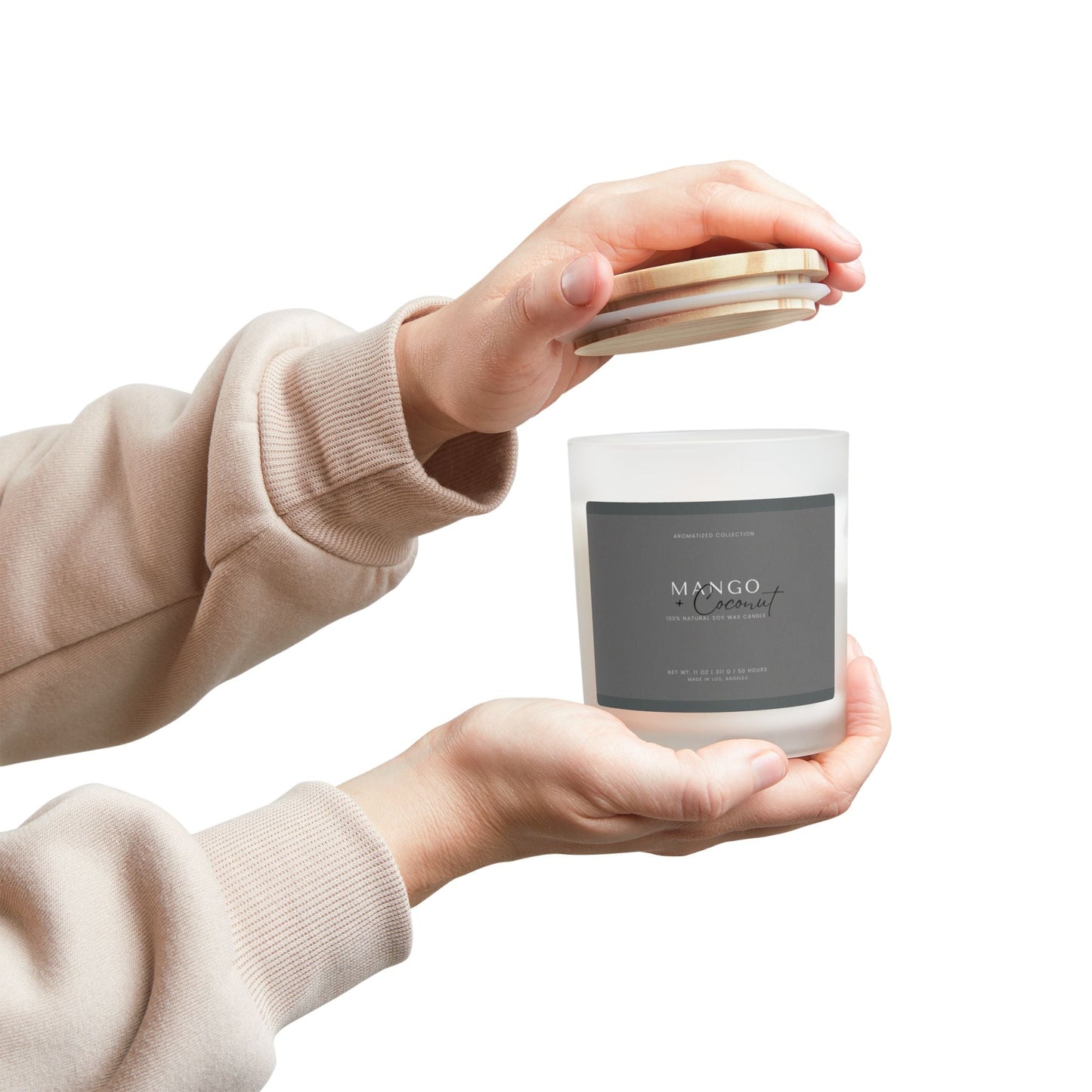 Mango Coconut Scented Soy Candle with Wooden Wick