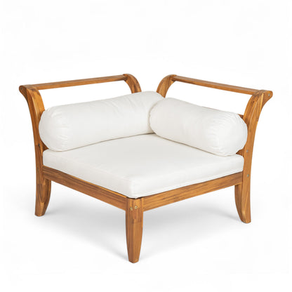 6 Piece Acacia Wood Modular Patio Sofa Set with Cushions