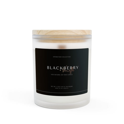 Blackberry Vanilla Frosted Glass Candle, 50 Hour Burn