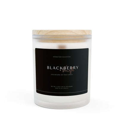 Blackberry Vanilla Frosted Glass Candle, 50 Hour Burn