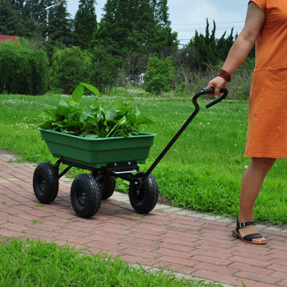 Folding Garden Dump Cart with Steel Frame and 10-Inch Tires