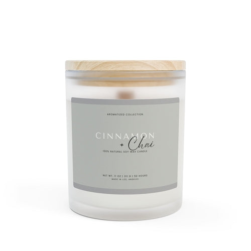Cinnamon & Chai Soy Wax Candle in Frosted Glass