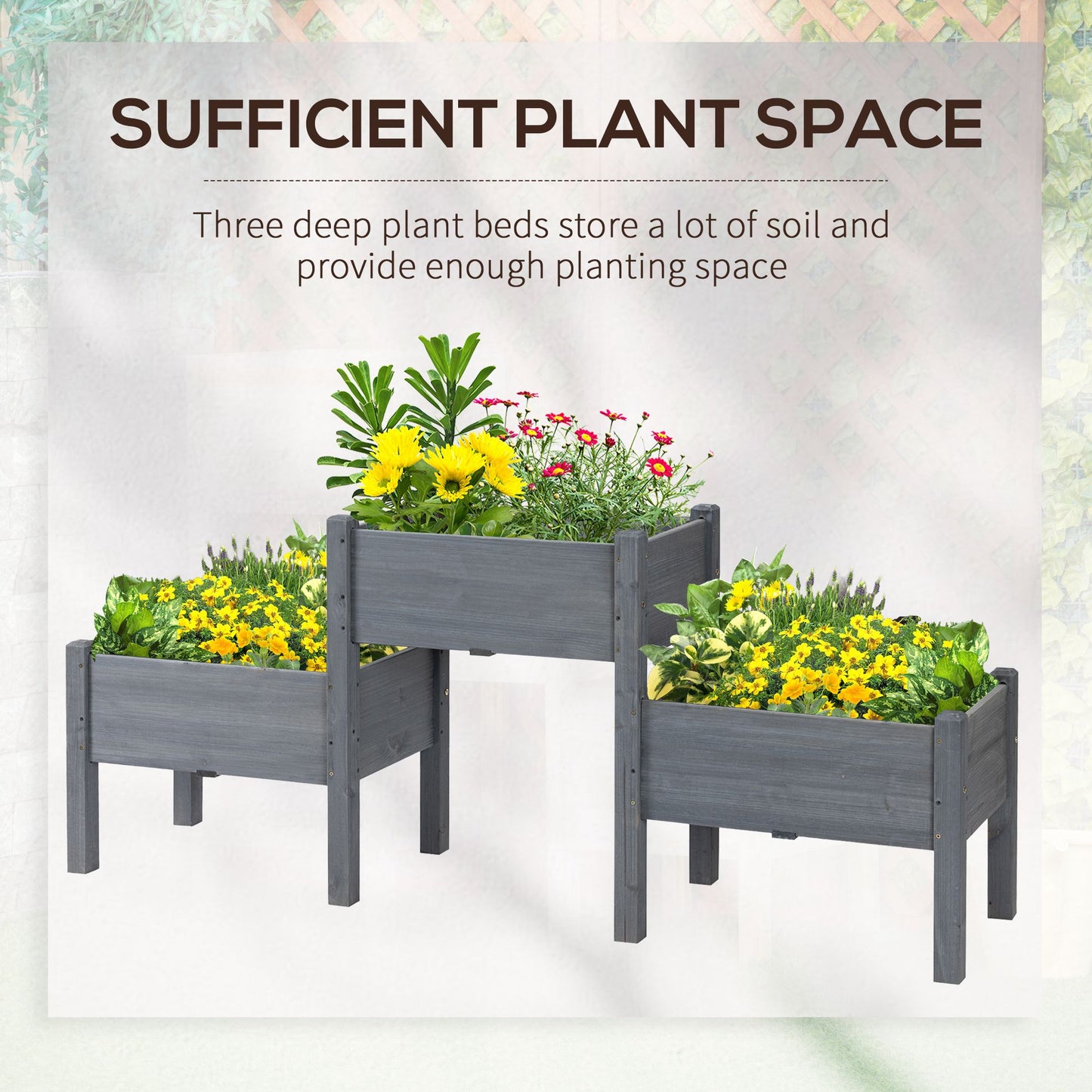 3 Tier Raised Garden Bed Freestanding Planter Box for Vegetables