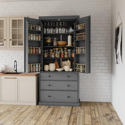 77' Farmhouse Kitchen Pantry - Tall Freestanding Cupboard Storage