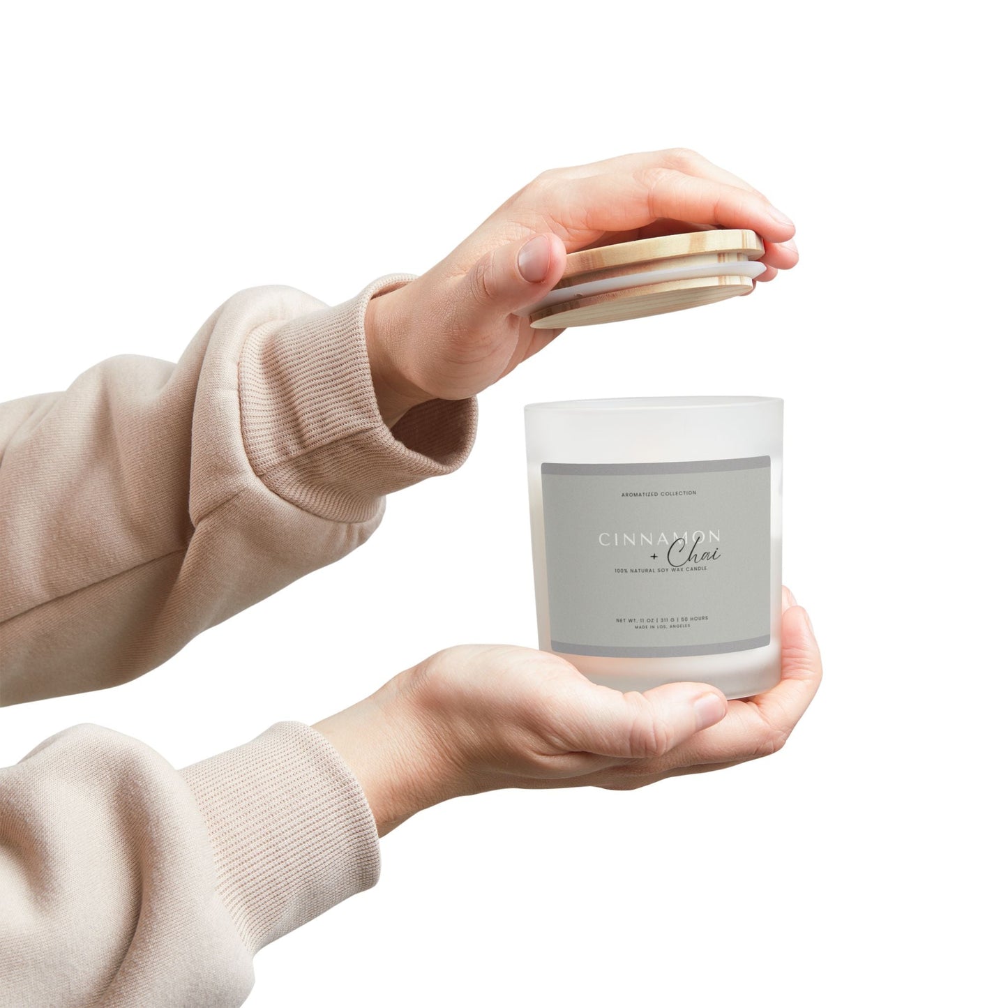 Cinnamon & Chai Soy Wax Candle in Frosted Glass