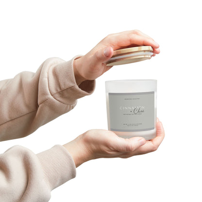 Cinnamon & Chai Soy Wax Candle in Frosted Glass