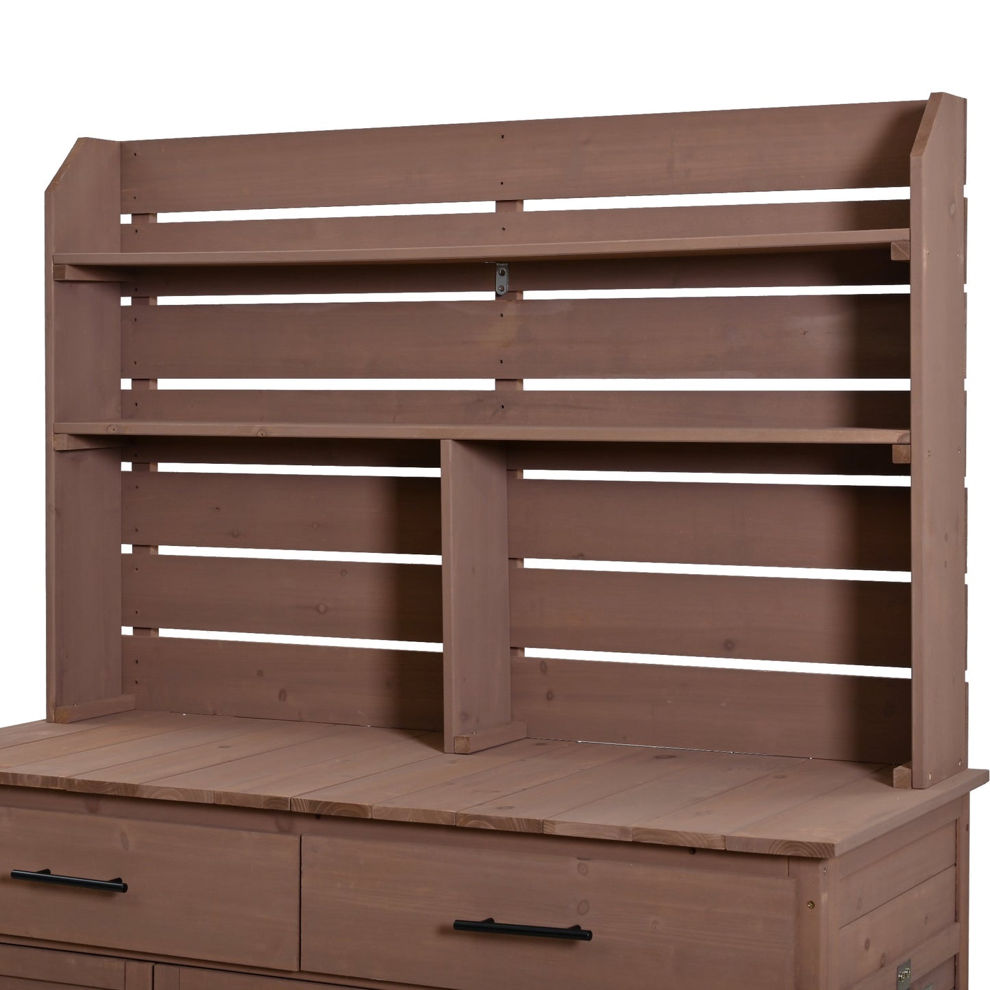 65''H Large Garden Potting Bench with Lockable Wheels and Storage