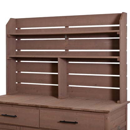 65''H Large Garden Potting Bench with Lockable Wheels and Storage