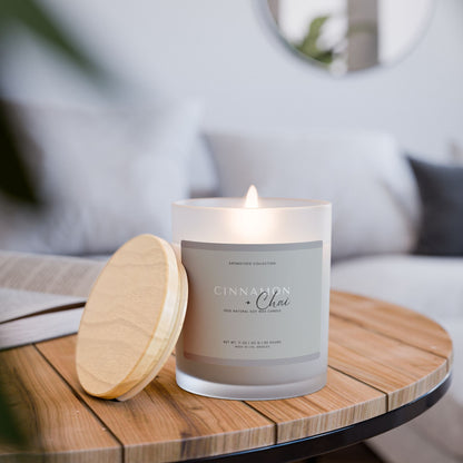 Cinnamon & Chai Soy Wax Candle in Frosted Glass