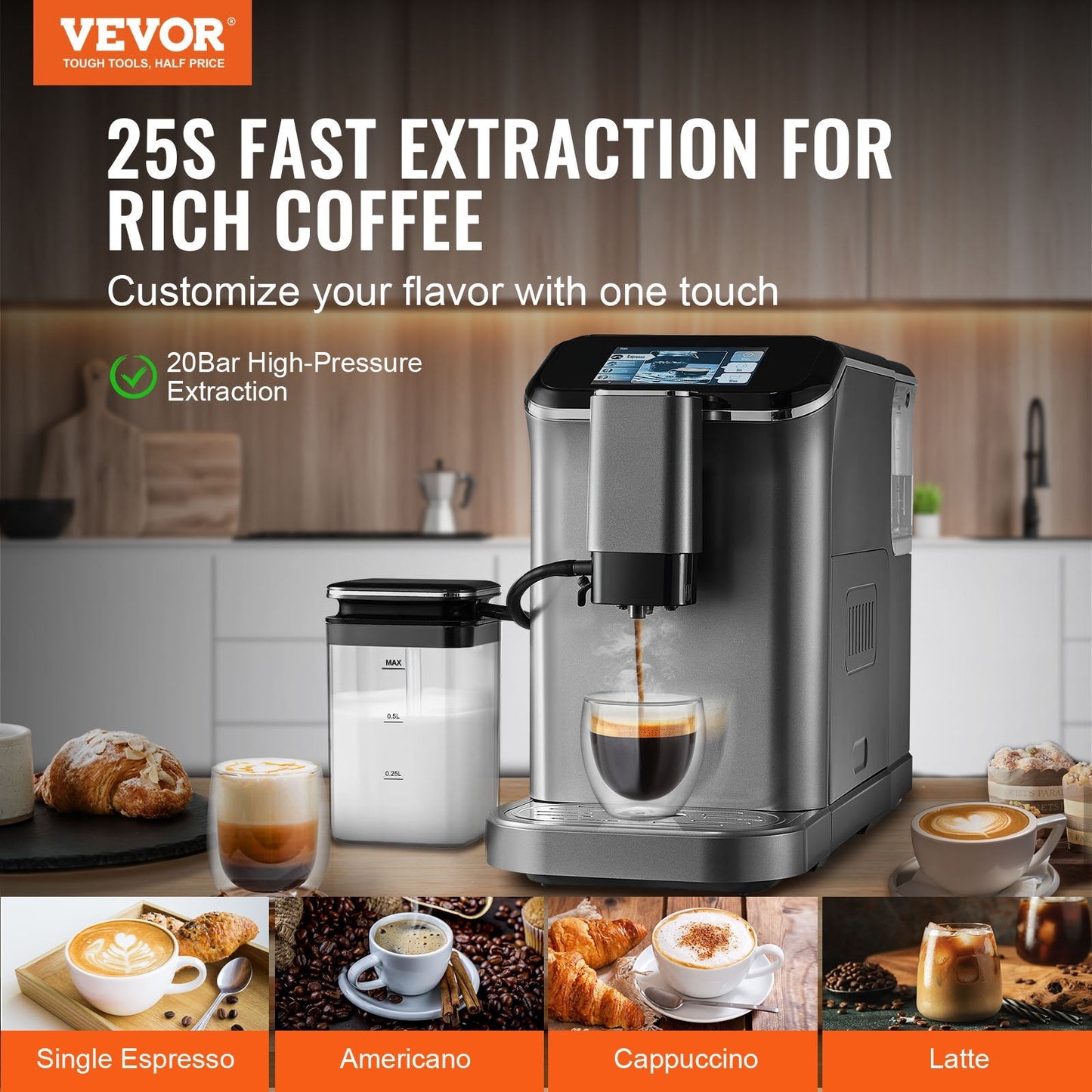 Fully Automatic Espresso Machine 20 Bar With Auto Milk Frother