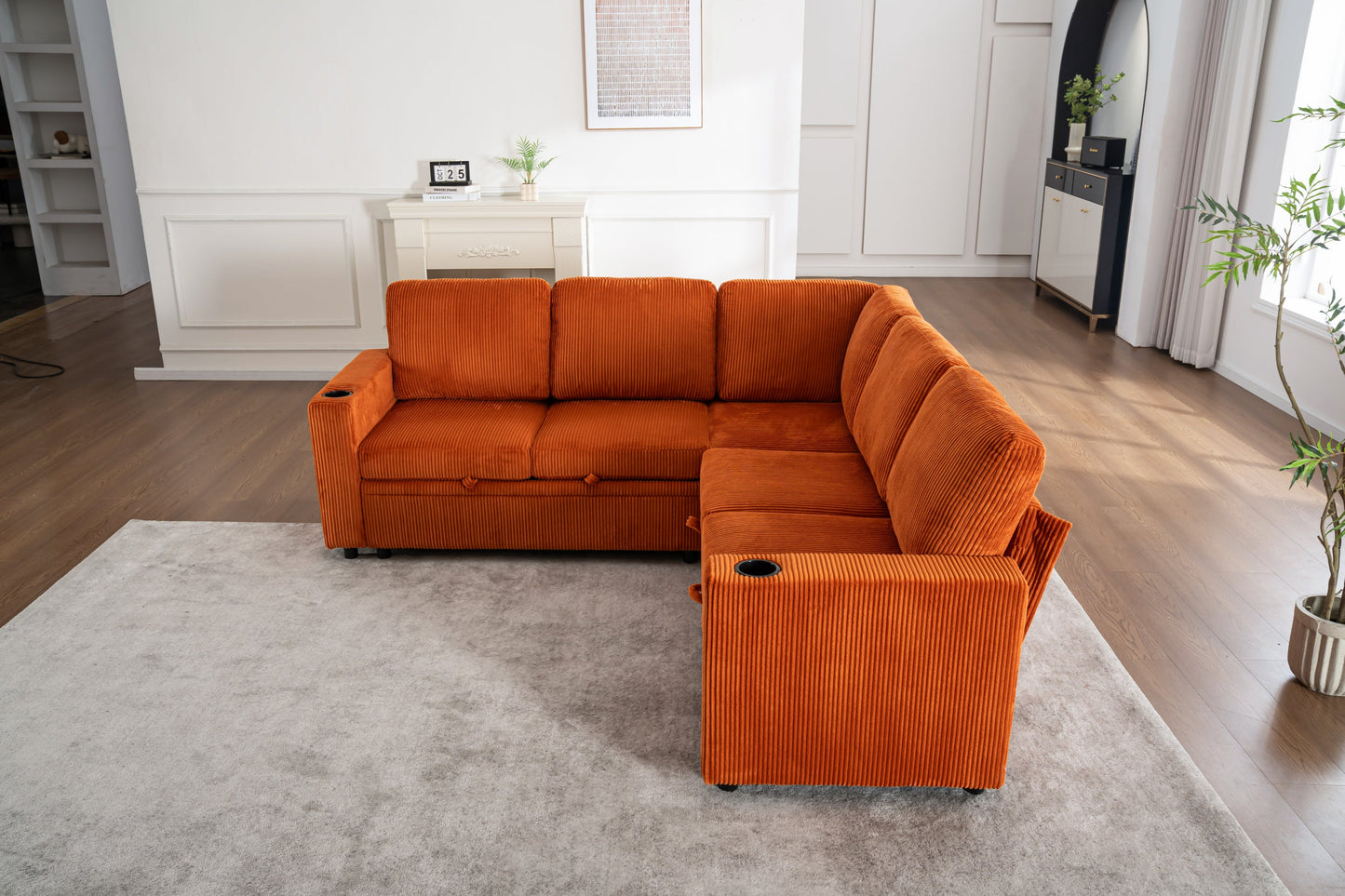 Sectional Sleeper Sofa with Pull Out Bed and USB Charging Ports