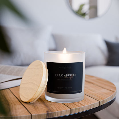 Blackberry Vanilla Frosted Glass Candle, 50 Hour Burn