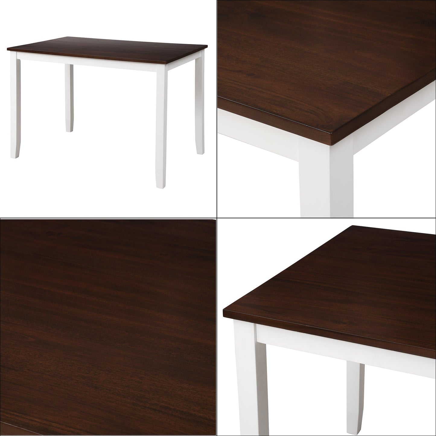 5-Piece Solid Wood Dining Table Set with Comfortable Chairs