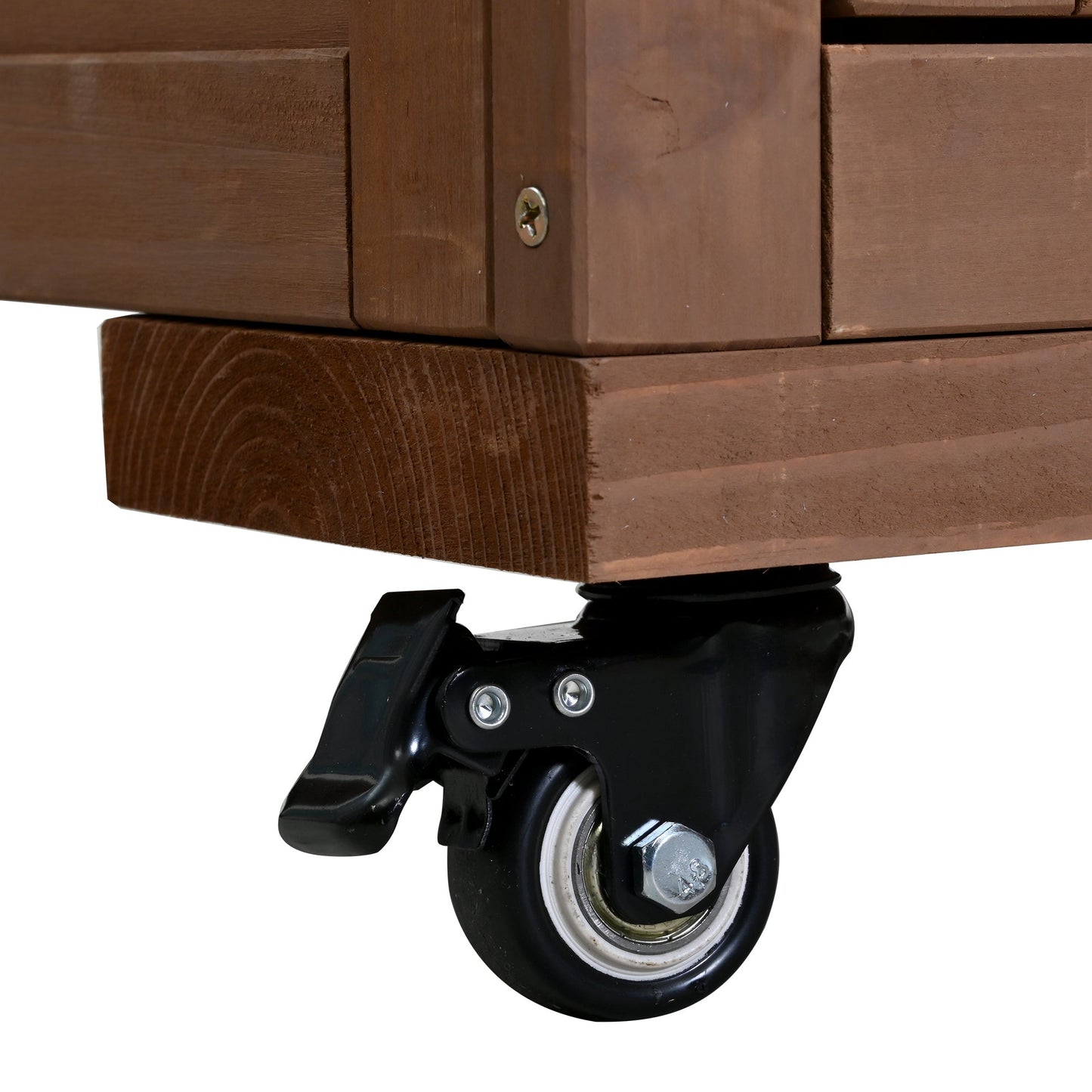65''H Large Garden Potting Bench with Lockable Wheels and Storage