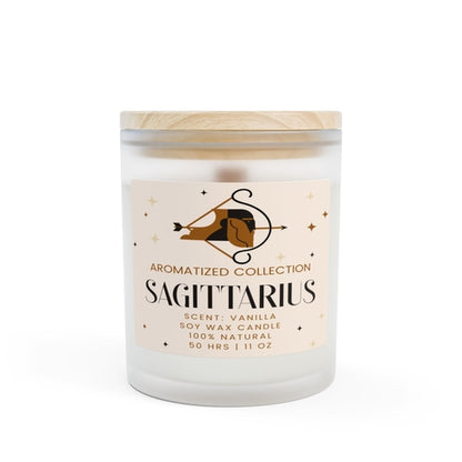 Sagittarius Vanilla Scented Candle, 11oz Frosted Glass
