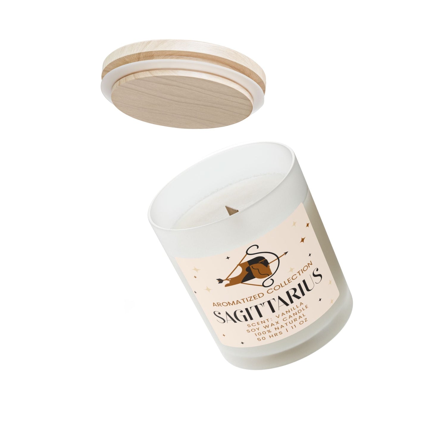 Sagittarius Vanilla Scented Candle, 11oz Frosted Glass