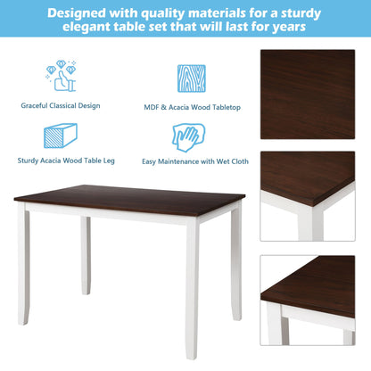 5-Piece Solid Wood Dining Table Set with Comfortable Chairs