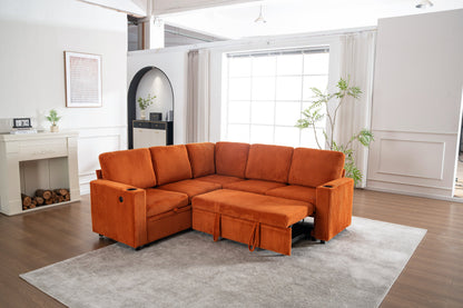 Sectional Sleeper Sofa with Pull Out Bed and USB Charging Ports