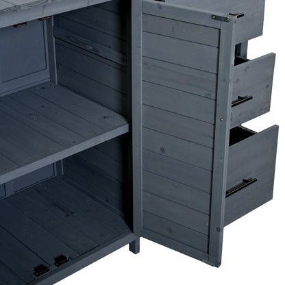 Farmhouse Patio Potting Bench, 44.6''x19.5'' Large Freestanding Garden