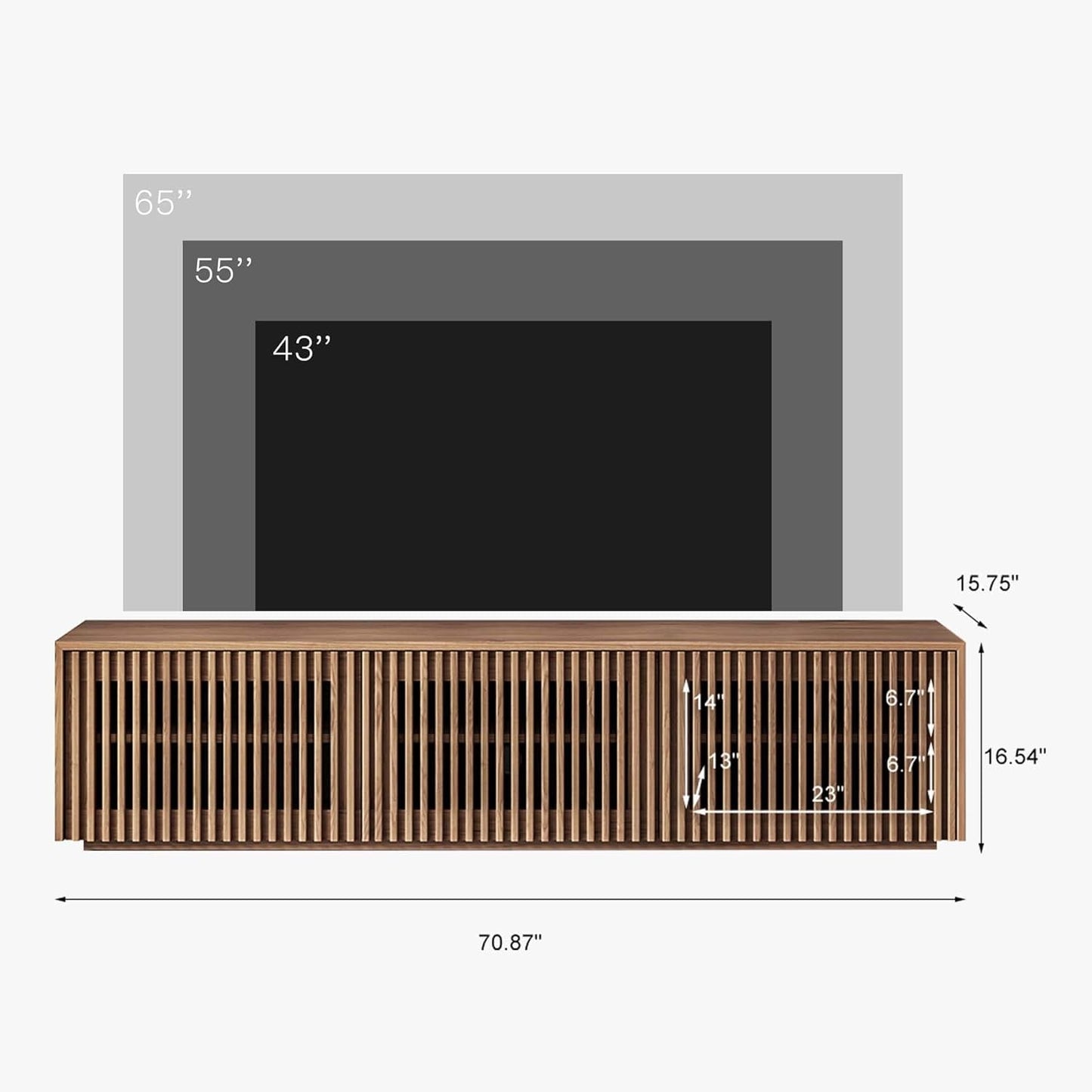 Mid Century Modern TV Stand Solid Wood Console 65 Inch TV