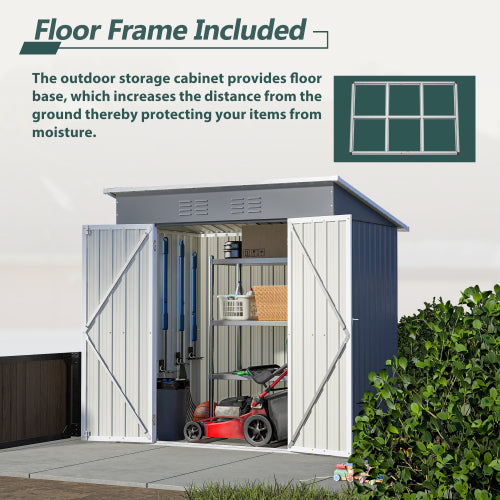 6'x4' Outdoor Metal Storage Shed with Lockable Door