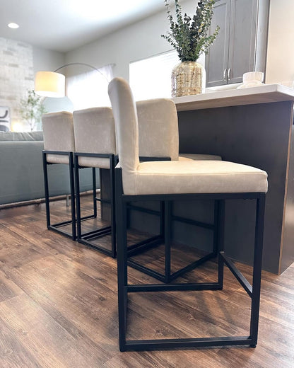 Set of 4 Counter Height Bar Stools with PU Leather Back