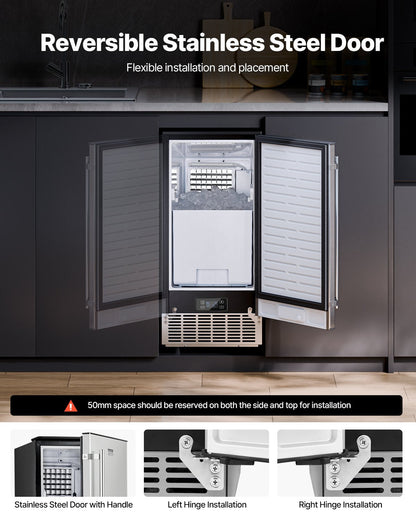 Undercounter Ice Maker 80 Lbs/Day Built-in Ice Maker Machine