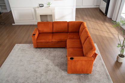 Sectional Sleeper Sofa with Pull Out Bed and USB Charging Ports