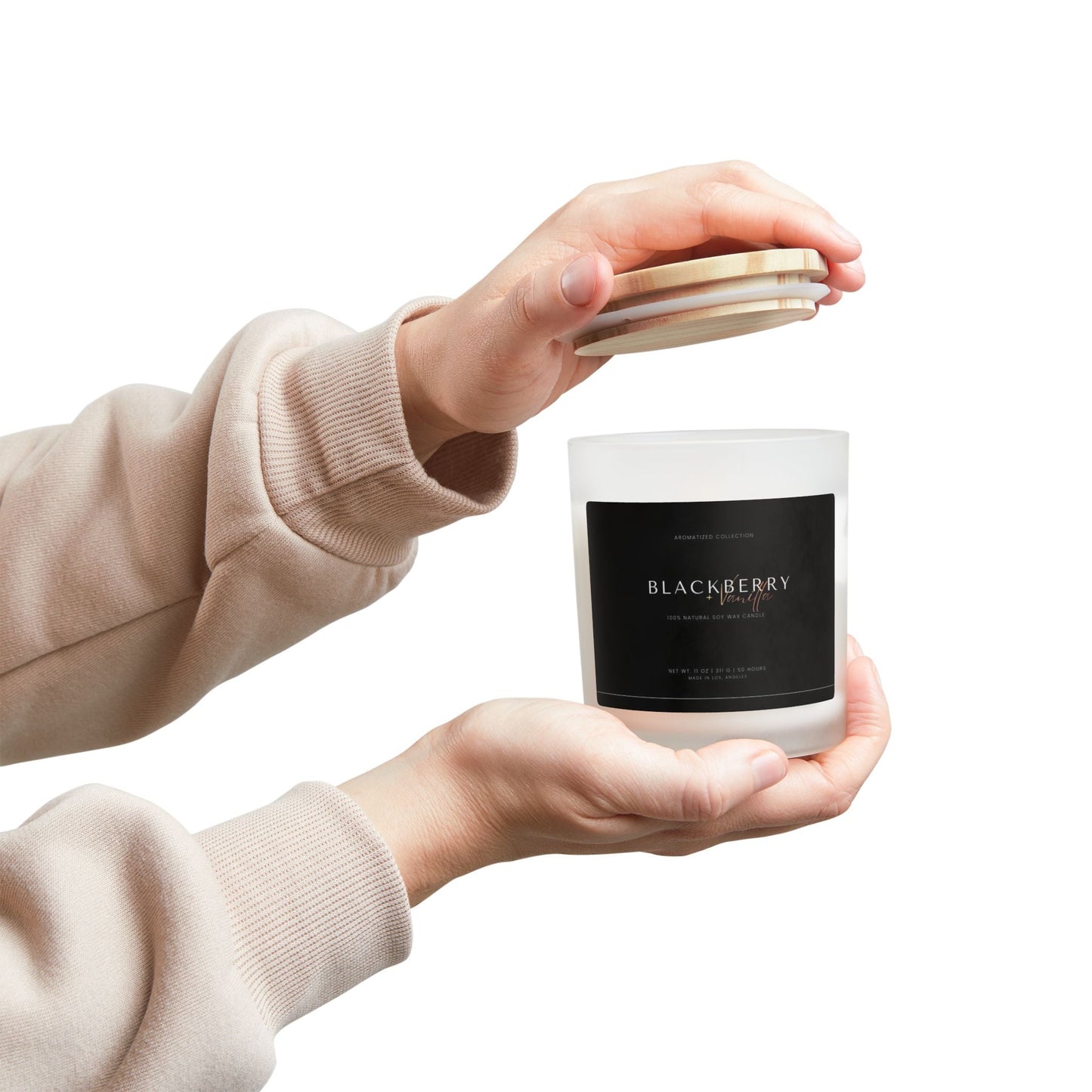 Blackberry Vanilla Frosted Glass Candle, 50 Hour Burn