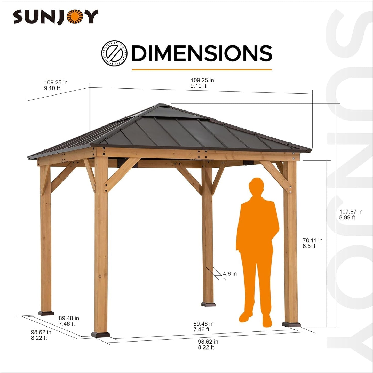 9x9 Cedar Framed Hardtop Gazebo for Outdoor Shade and Comfort
