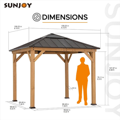 9x9 Cedar Framed Hardtop Gazebo for Outdoor Shade and Comfort