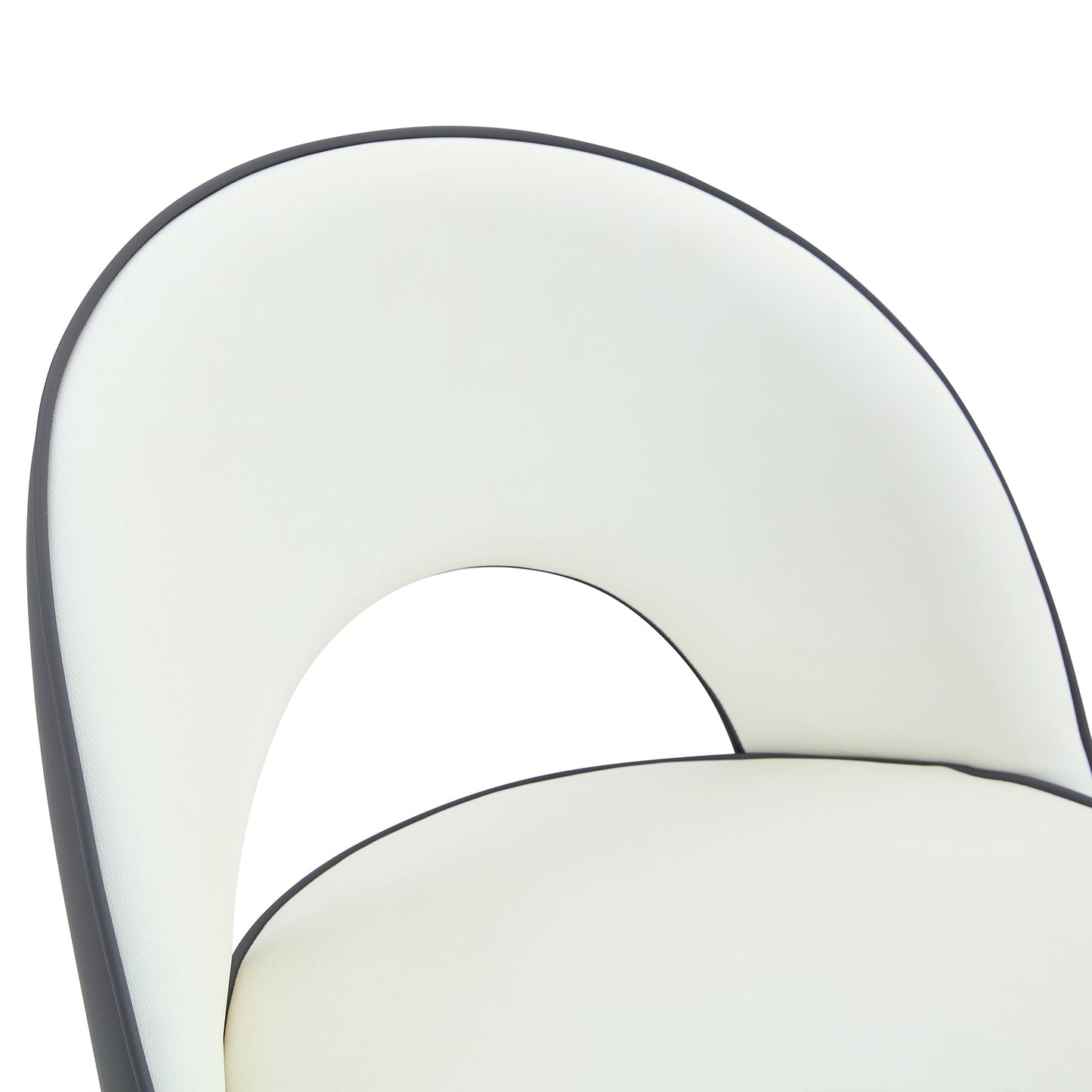 Modern White & Dark Gray Spliced PU Upholstered Rotating Bar Chair Set